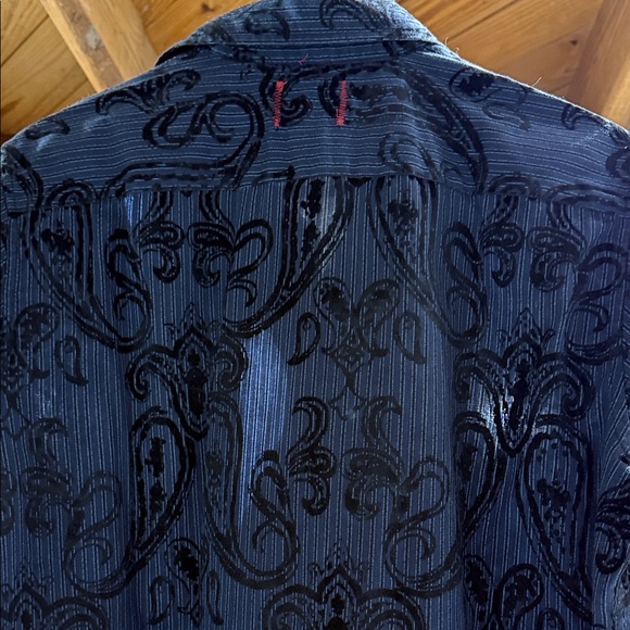 Men's Blue Patterned Dress Shirt - Picture 4 of 4